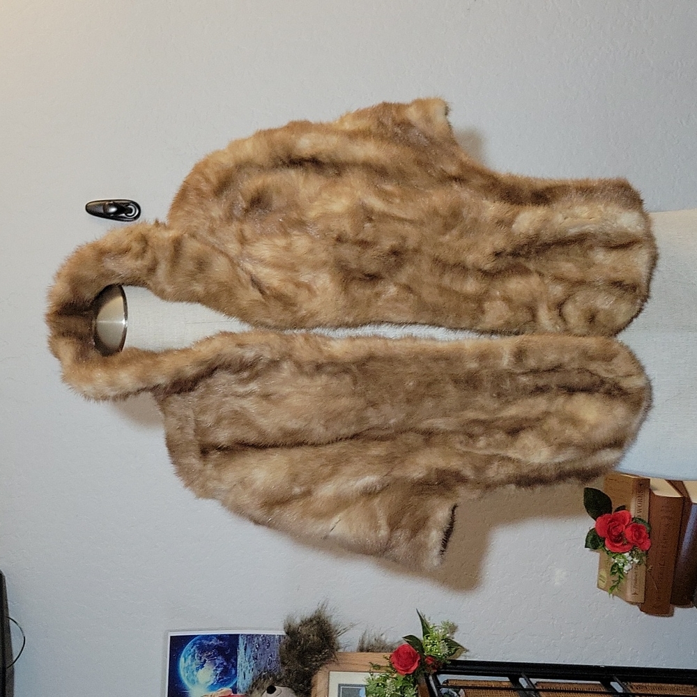VINTAGE Macy's Little Shop Mink Stole Coat w Pockets